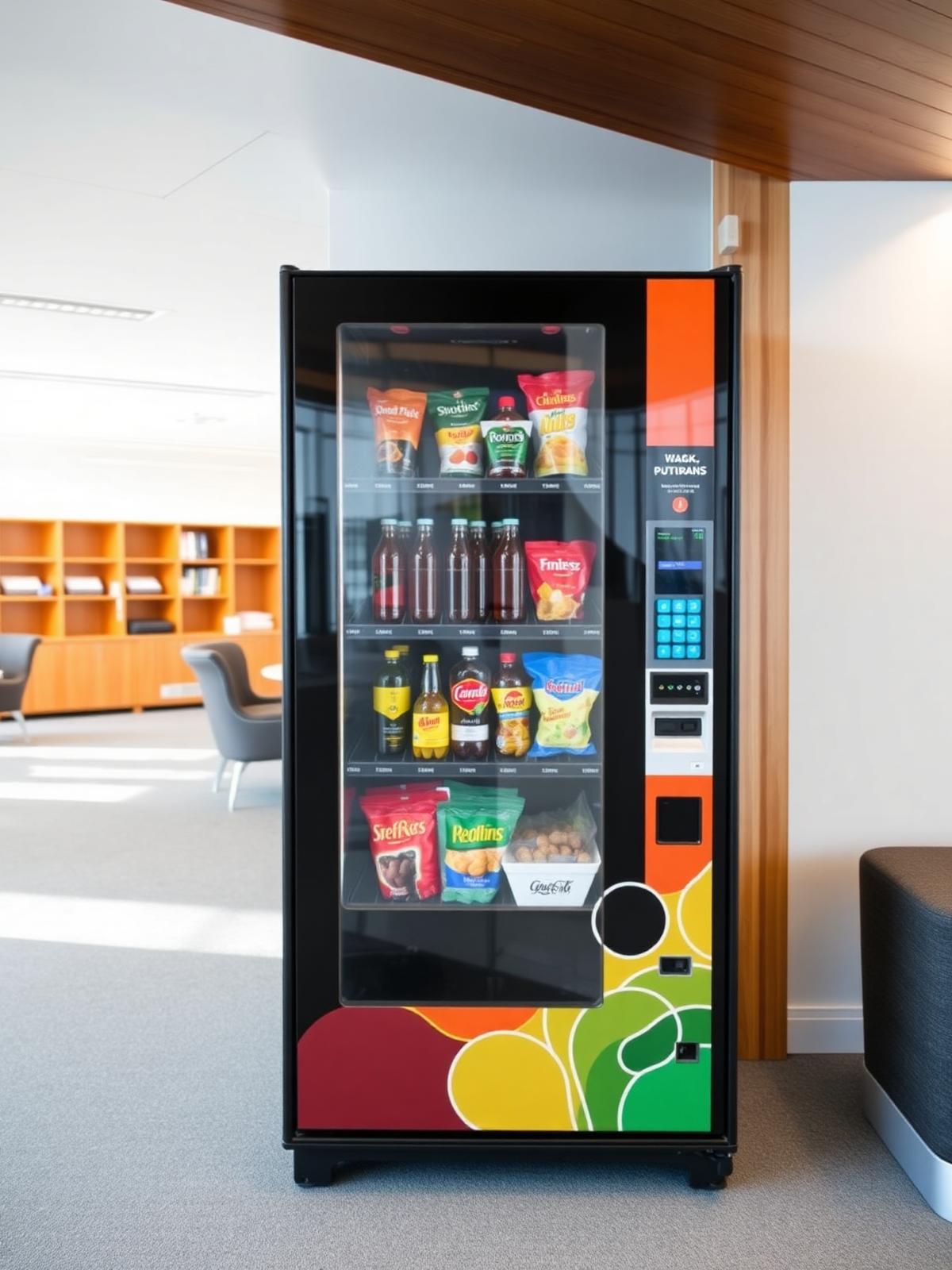 Modern vending machine in a bright office lounge